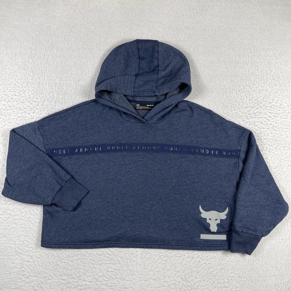 Under Armour Womens Sweatshirt Medium Loose Cropped Project Rock BSR Gym Workout
